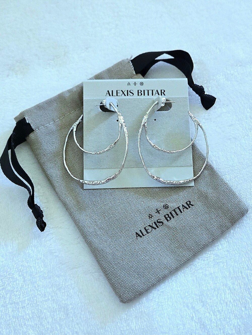 Alexis Bittar Silver🤍 "Solanales" Molten Double✌️ Hoop Earrings - Picture 9 of 16